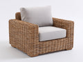 Poltrona da giardino - rattan-legno-tessuto - 93x89x79 cm - naturale-grigio chiaro - naturale