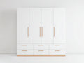 Armadio-derivato del legno-legno-214x58x210 cm-bianco-rovere chiaro-moderno