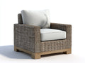 Poltrona da giardino - rattan-legno-tessuto - 96x88x76 cm - grigio talpa-beige - moderno