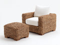 Poltrona da giardino - rattan-legno-tessuto - 90x88x78 cm - naturale-bianco - mediterraneo