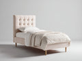 Letto singolo - tessuto-legno - 205x98x112 cm - beige - moderno