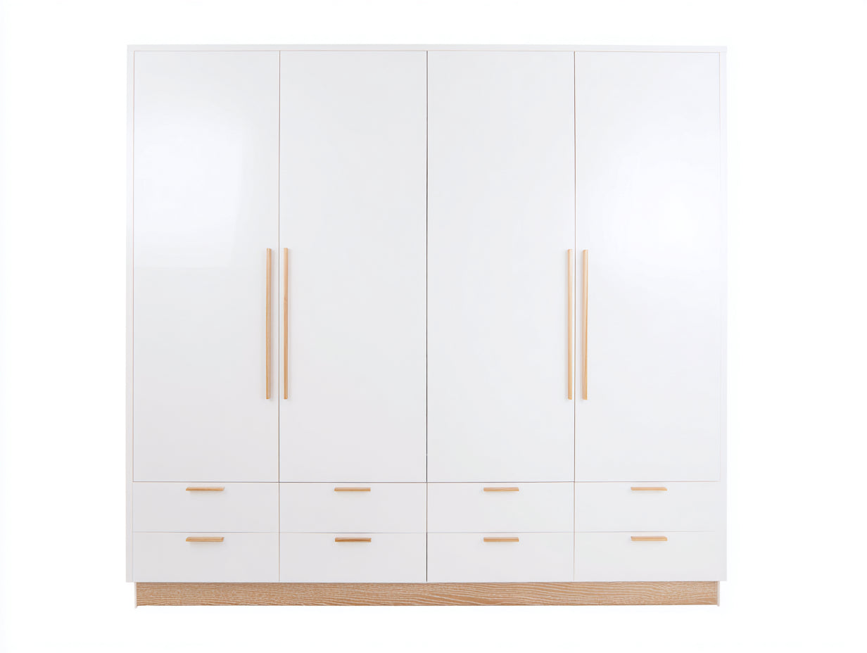 Armadio-derivato del legno-legno-220x60x216 cm-bianco-rovere chiaro-minimalista