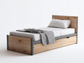 Letto singolo contenitore - legno-metallo - 208x100x92 cm - rovere naturale-grigio antracite - industriale moderno