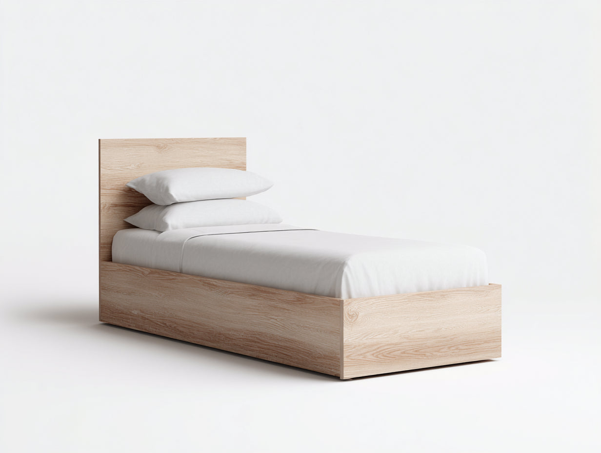Letto singolo - legno - 206x99x91 cm - rovere chiaro - moderno