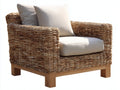 Poltrona da giardino - rattan-legno-tessuto - 101x91x79 cm - naturale-bianco - mediterraneo