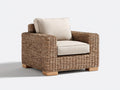 Poltrona da giardino - rattan-legno-tessuto - 96x89x78 cm - naturale-beige - rustico