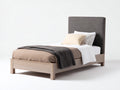 Letto singolo - legno-tessuto - 210x101x121 cm - rovere chiaro-grigio scuro - moderno