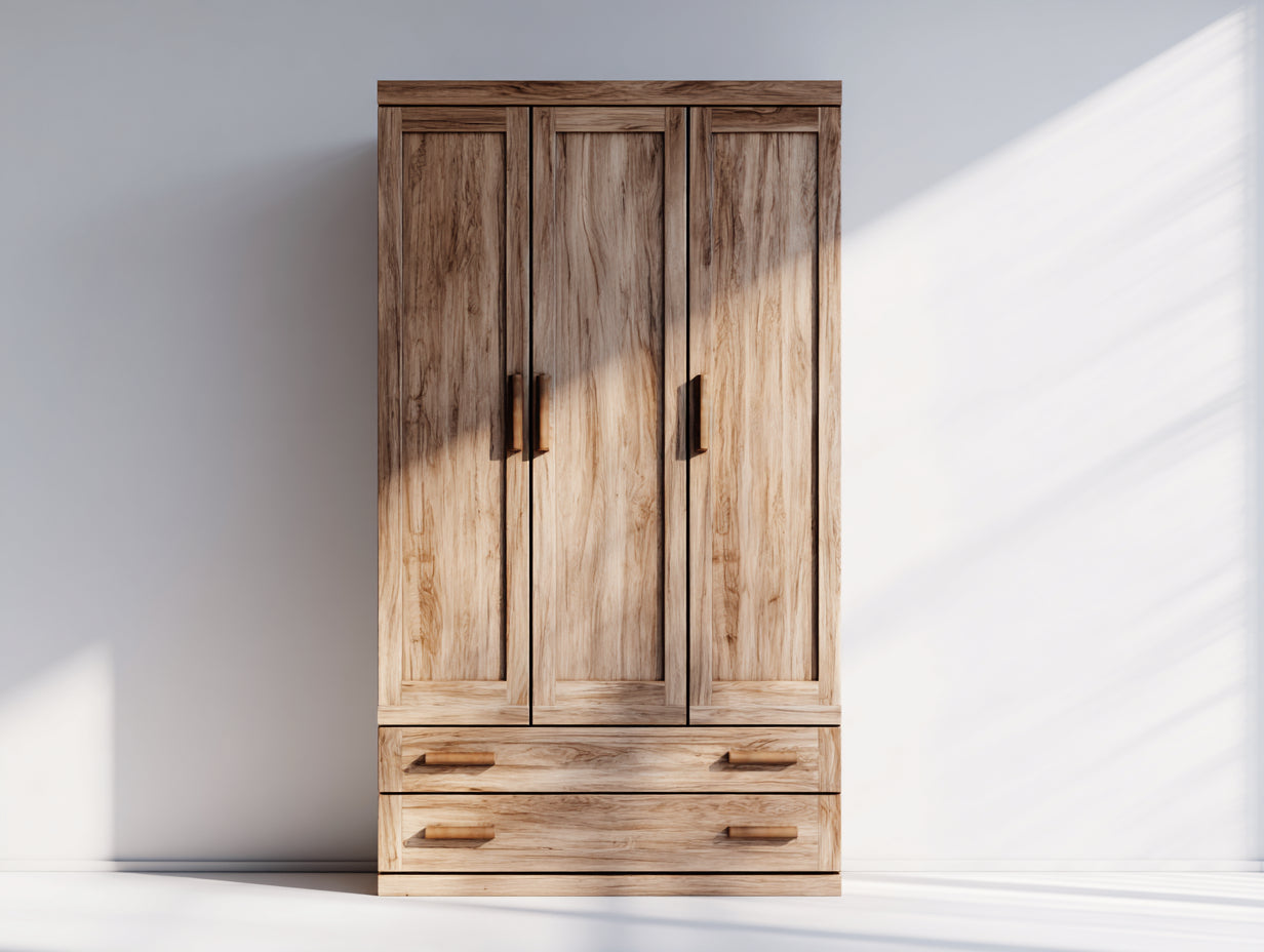 Armadio-derivato del legno-145x58x206 cm-rovere naturale-rustico moderno