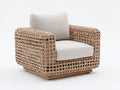 Poltrona da giardino - rattan-legno-tessuto - 96x90x76 cm - naturale-beige - contemporaneo