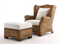Poltrona da giardino - rattan-legno-tessuto - 92x88x104 cm - naturale-bianco - elegante