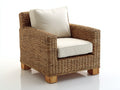 Poltrona da giardino - rattan-legno-tessuto - 97x90x80 cm - naturale-bianco - mediterraneo