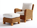 Poltrona da giardino - rattan-legno-tessuto - 91x88x94 cm - naturale-bianco - rustico