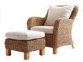 Poltrona da giardino - rattan-legno-tessuto - 92x90x96 cm - naturale-bianco - classico