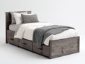 Letto singolo contenitore - legno-metallo - 209x102x104 cm - grigio rovere - rustico