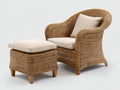 Poltrona da giardino - rattan-legno-tessuto - 90x87x93 cm - naturale-beige - mediterraneo