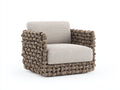Poltrona da giardino - corda-legno-tessuto - 92x87x72 cm - marrone talpa-beige - organico
