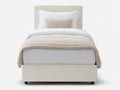 Letto singolo - tessuto-legno - 203x96x105 cm - crema - minimalista