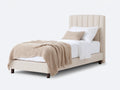 Letto singolo - tessuto-legno - 208x100x119 cm - beige - moderno