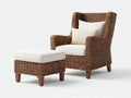 Poltrona da giardino - rattan-legno-tessuto - 90x87x100 cm - marrone-bianco - rustico