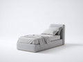 Letto singolo - tessuto-legno - 206x98x107 cm - grigio chiaro - contemporaneo