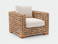 Poltrona da giardino - rattan-legno-tessuto - 92x88x77 cm - naturale-beige - rustico