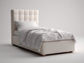 Letto singolo - tessuto-legno - 210x100x118 cm - crema - moderno