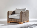 Poltrona da giardino - rattan-legno-tessuto - 99x90x77 cm - naturale-beige - contemporaneo
