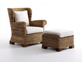Poltrona da giardino - rattan-legno-tessuto - 90x86x101 cm - naturale-bianco - classico